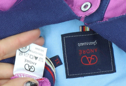 Andre Men's Pink XL Cotton Polo Shirt Classic Collared Short Sleeve