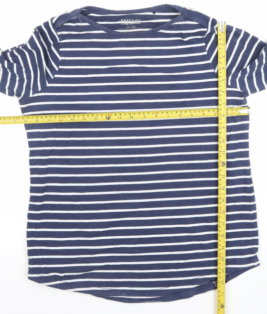 FatFace Women Blue Striped Long Sleeve Cotton T-Shirt Size 12