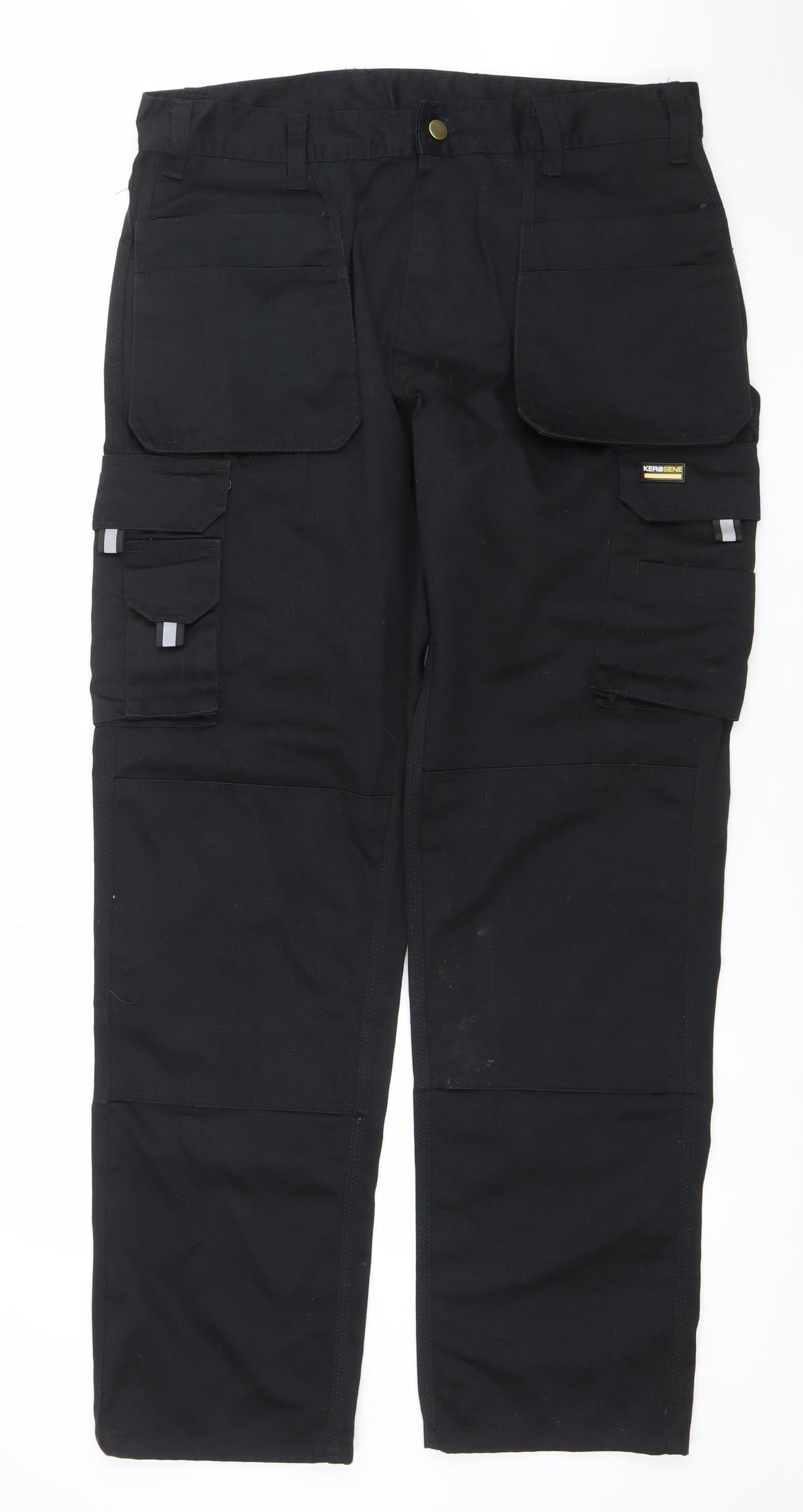 Kerosene Workwear Men's Black Cargo Trousers 34x32.5 Regular Fit