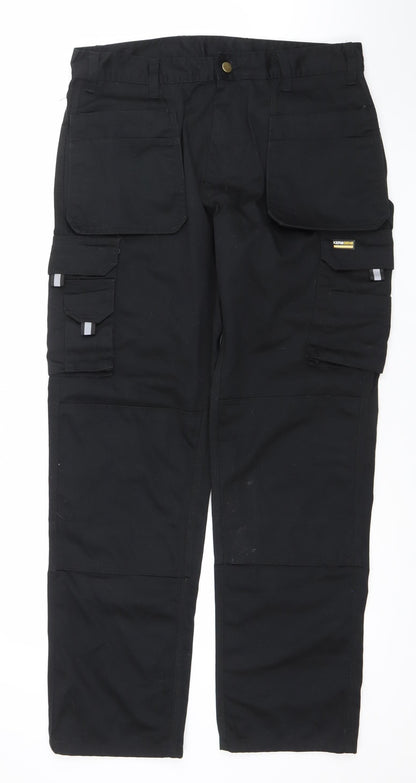 Kerosene Workwear Men's Black Cargo Trousers 34x32.5 Regular Fit