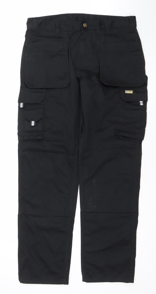 Kerosene Workwear Men's Black Cargo Trousers 34x32.5 Regular Fit