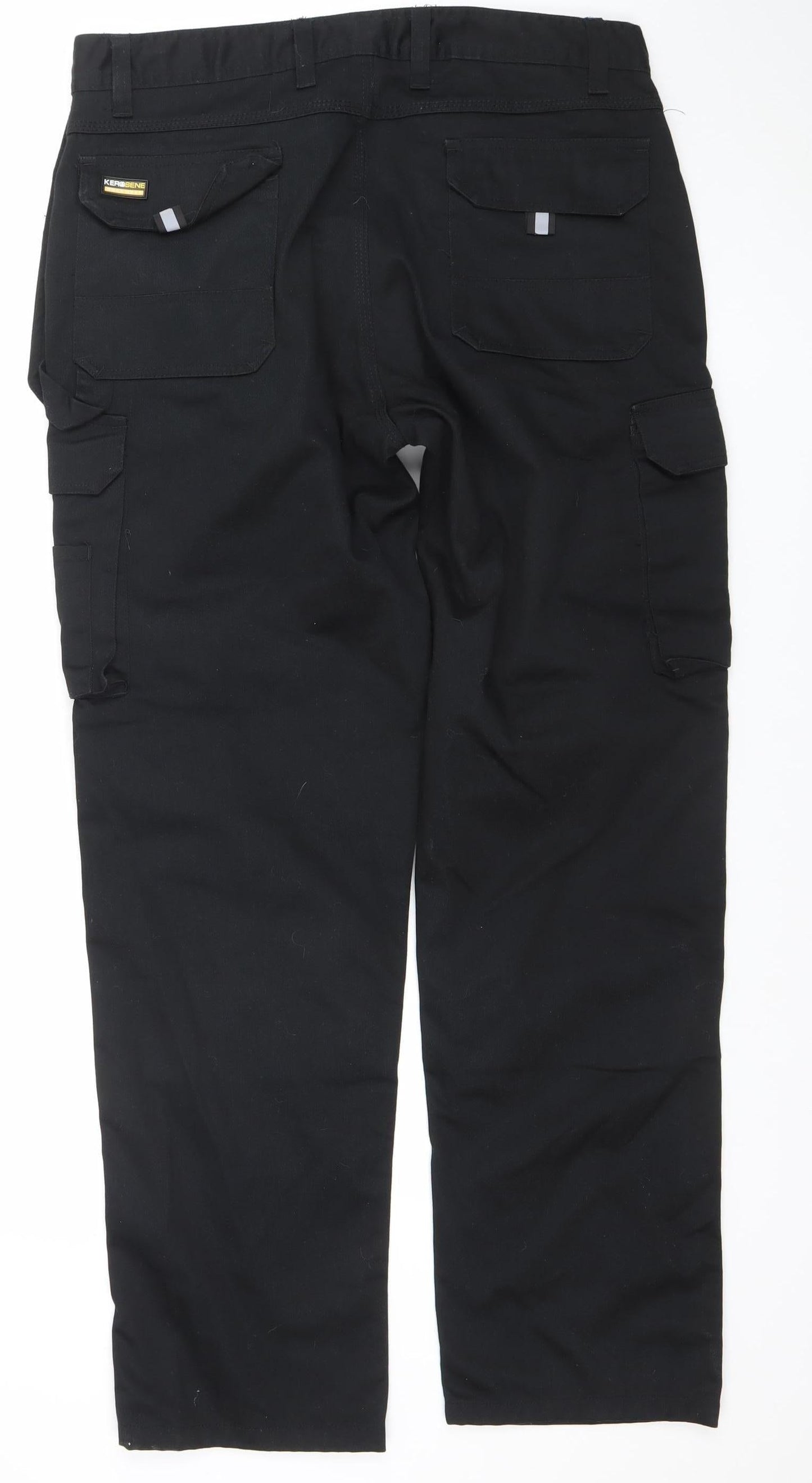 Kerosene Workwear Men's Black Cargo Trousers 34x32.5 Regular Fit