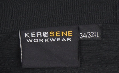 Kerosene Workwear Men's Black Cargo Trousers 34x32.5 Regular Fit