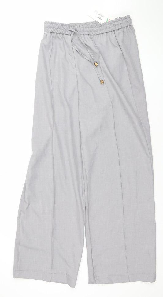 Womens UK Size L Zapara Relaxed Fit Wide-Leg Grey Trousers