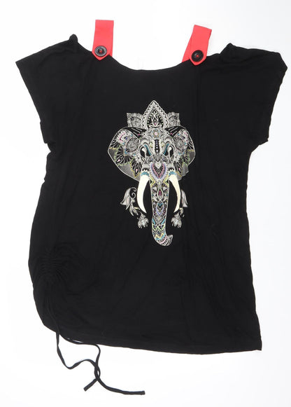 Joe Browns Womens Black Elephant Tunic T-Shirt Size 22