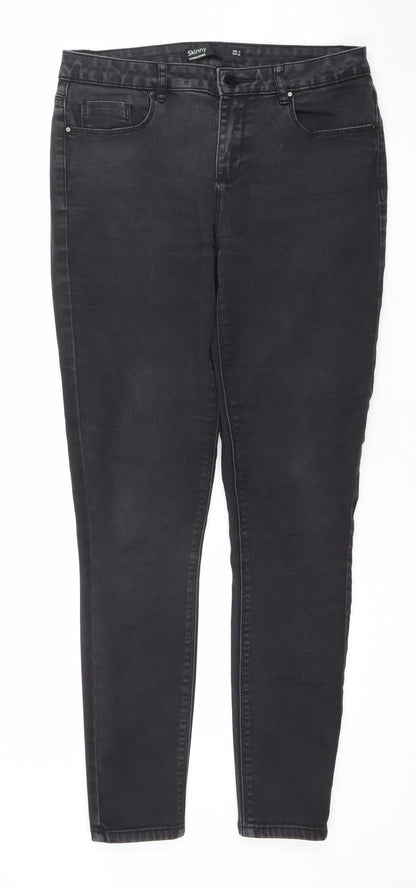 Dunnes Stores Womens Black Skinny Jeans Size 12 Slim Fit Stretch Denim