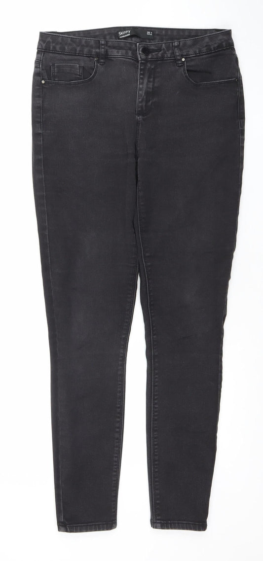 Dunnes Stores Womens Black Skinny Jeans Size 12 Slim Fit Stretch Denim