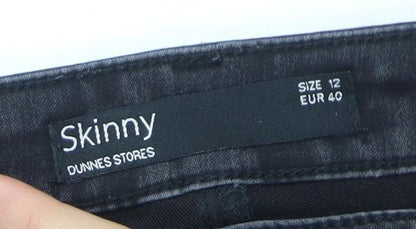 Dunnes Stores Womens Black Skinny Jeans Size 12 Slim Fit Stretch Denim
