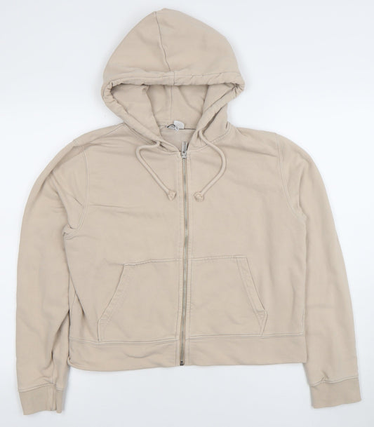 H&M Divided Women Beige Full Zip Hoodie Sweatshirt XL Cotton Blend