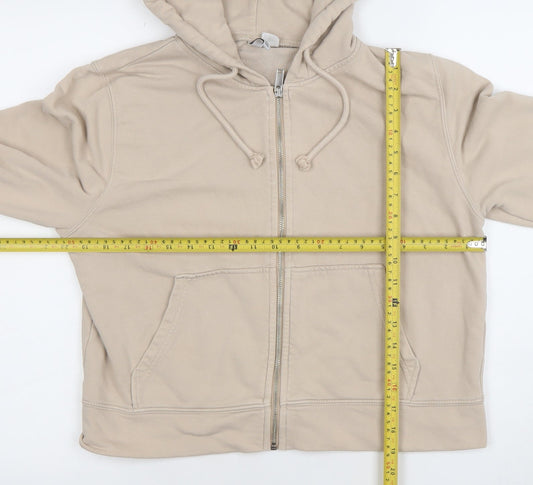 H&M Divided Women Beige Full Zip Hoodie Sweatshirt XL Cotton Blend