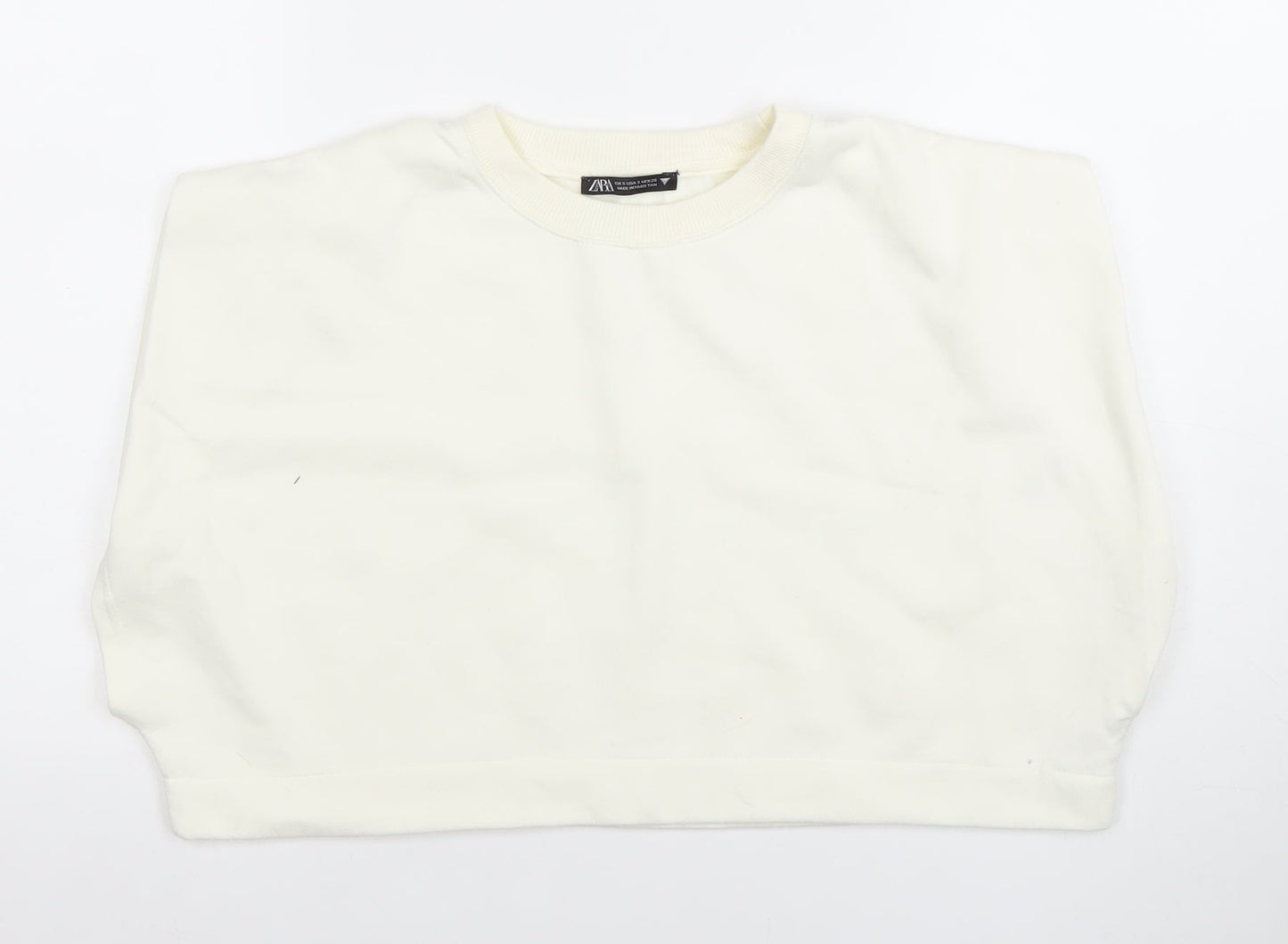 Womens UK Size S Zara Ivory Cropped T-Shirt