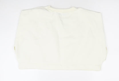 Womens UK Size S Zara Ivory Cropped T-Shirt