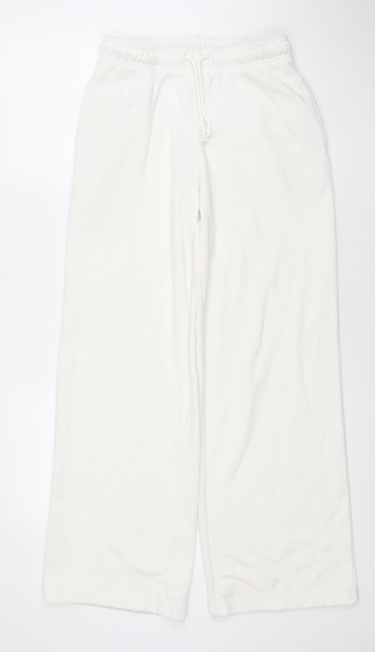 Womens UK Size XS Stradivarius Relaxed Fit Sweatpants White Trousers