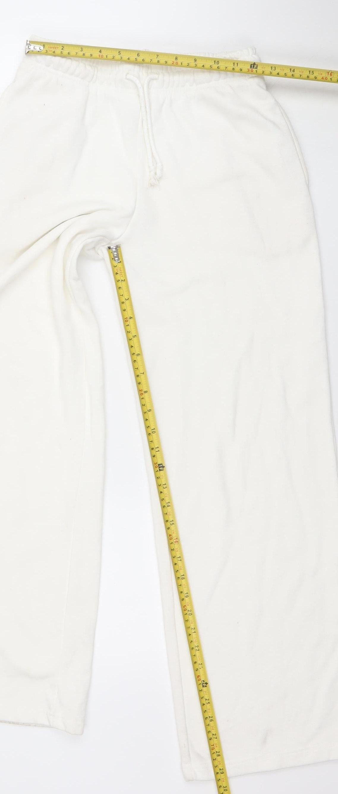 Womens UK Size XS Stradivarius Relaxed Fit Sweatpants White Trousers