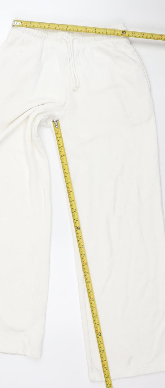 Womens UK Size XS Stradivarius Relaxed Fit Sweatpants White Trousers