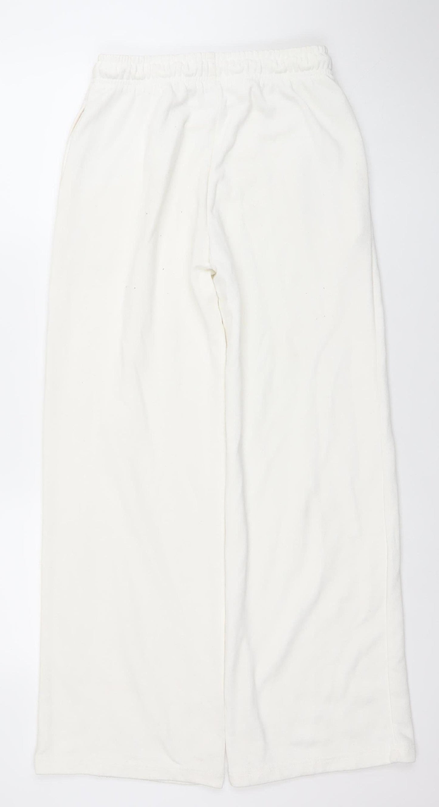 Womens UK Size XS Stradivarius Relaxed Fit Sweatpants White Trousers