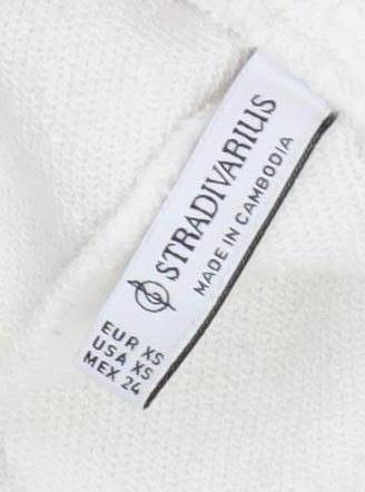 Womens UK Size XS Stradivarius Relaxed Fit Sweatpants White Trousers