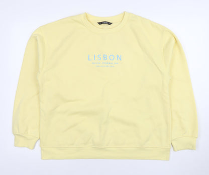 Dunnes Women Yellow Lisbon Print Pullover Sweatshirt Size M