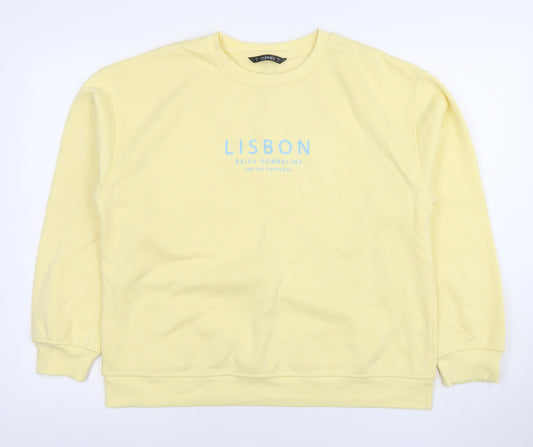 Dunnes Women Yellow Lisbon Print Pullover Sweatshirt Size M
