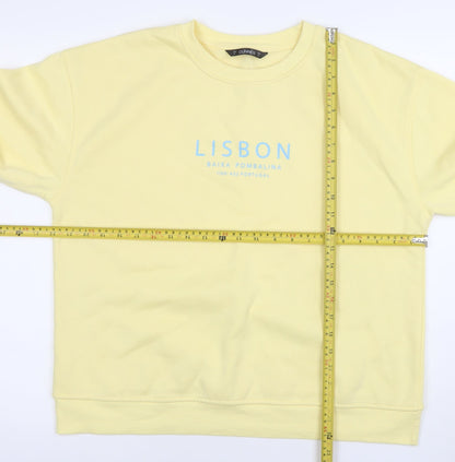Dunnes Women Yellow Lisbon Print Pullover Sweatshirt Size M