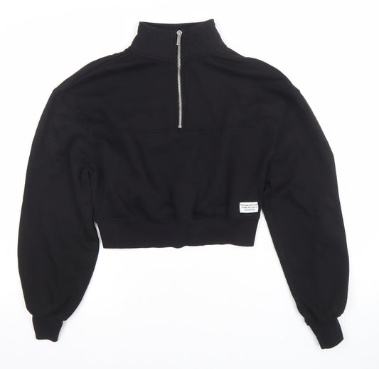 H&M Divided Basic Women's Black XS 1/2 Zip Cropped Sweatshirt