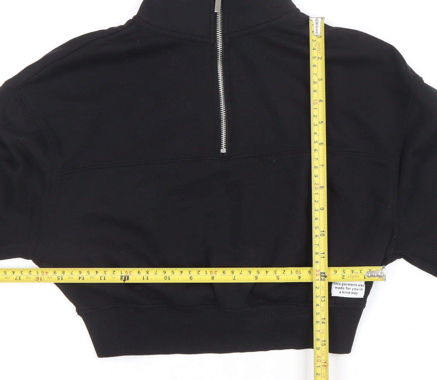H&M Divided Basic Women's Black XS 1/2 Zip Cropped Sweatshirt