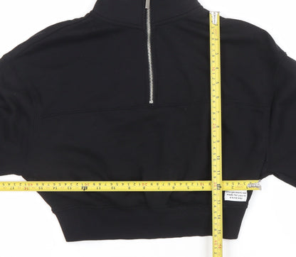 H&M Divided Basic Women's Black XS 1/2 Zip Cropped Sweatshirt