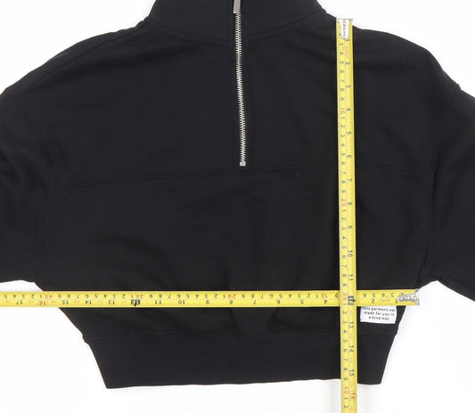 H&M Divided Basic Women's Black XS 1/2 Zip Cropped Sweatshirt