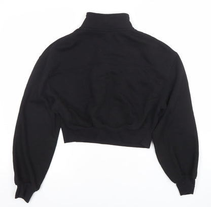 H&M Divided Basic Women's Black XS 1/2 Zip Cropped Sweatshirt