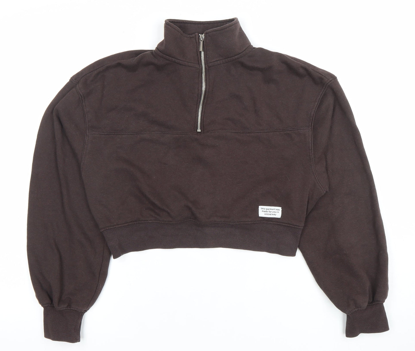 H&M Divided Women’s Brown 1/2 Zip Cropped Sweatshirt Size S