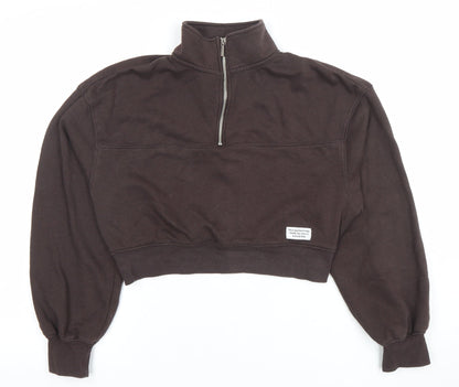 H&M Divided Women’s Brown 1/2 Zip Cropped Sweatshirt Size S