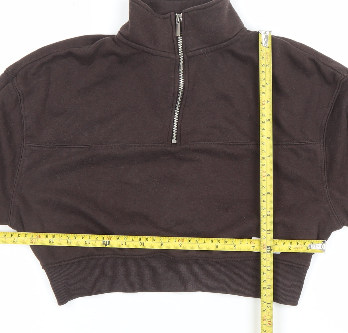 H&M Divided Women’s Brown 1/2 Zip Cropped Sweatshirt Size S