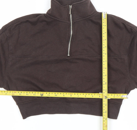 H&M Divided Women’s Brown 1/2 Zip Cropped Sweatshirt Size S