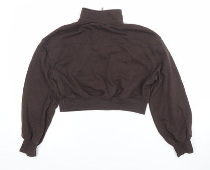 H&M Divided Women’s Brown 1/2 Zip Cropped Sweatshirt Size S