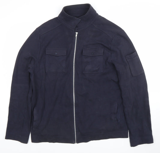 Mens UK Size L River Island Blue Full Zip Sweatshirt