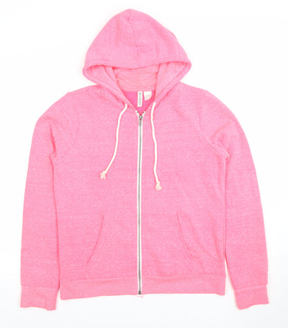 H&M Divided Pink Full Zip Hoodie Womens Size 12 Cotton Blend