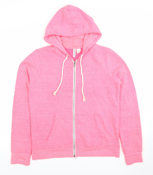 H&M Divided Pink Full Zip Hoodie Womens Size 12 Cotton Blend