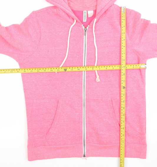 H&M Divided Pink Full Zip Hoodie Womens Size 12 Cotton Blend
