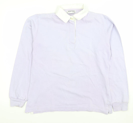 Womens UK Size M Front Row Purple Henley Sweatshirt