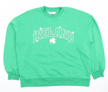 Womens UK Size M Primark Green Pullover Sweatshirt