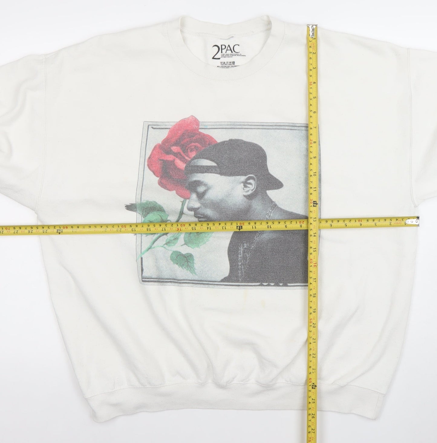 2PAC Men's White Medium Pullover Graphic Sweatshirt