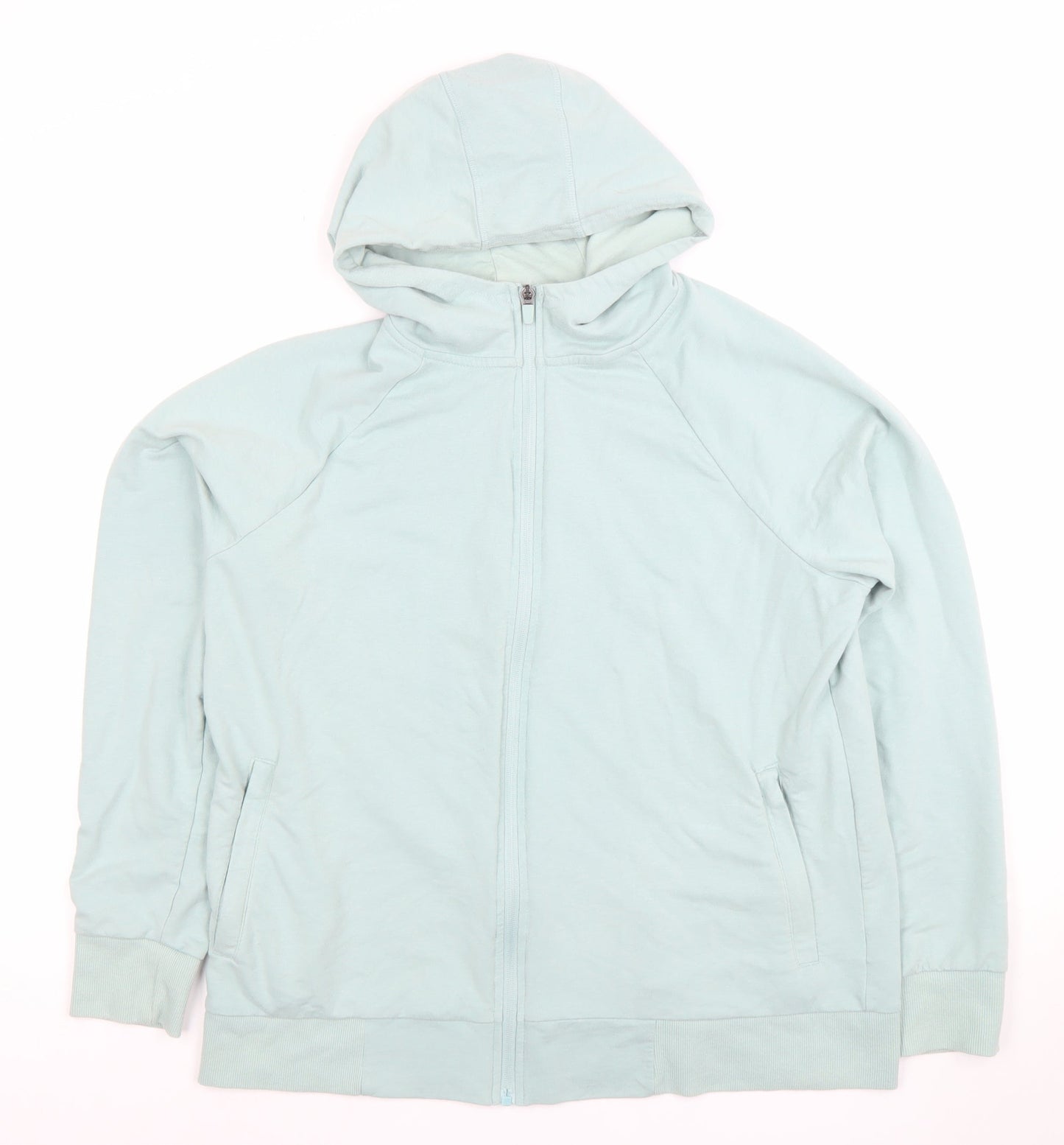 Dunnes Women Light Blue Full Zip Hoodie Size L Cotton Blend