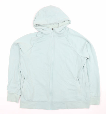 Dunnes Women Light Blue Full Zip Hoodie Size L Cotton Blend