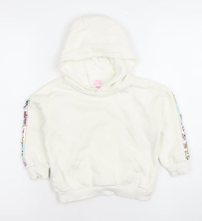 Girls UK Size 3-4 Years F&F White Pullover Hoodie