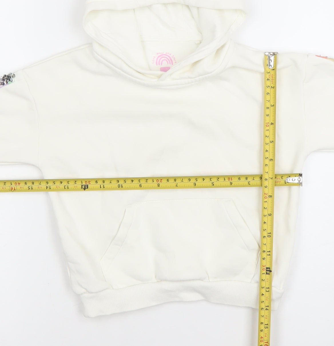 Girls UK Size 3-4 Years F&F White Pullover Hoodie