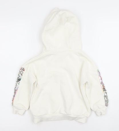 Girls UK Size 3-4 Years F&F White Pullover Hoodie