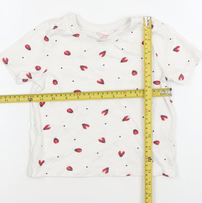 Primark Girls White Ladybird Print Cotton T-Shirt 3-4 Years