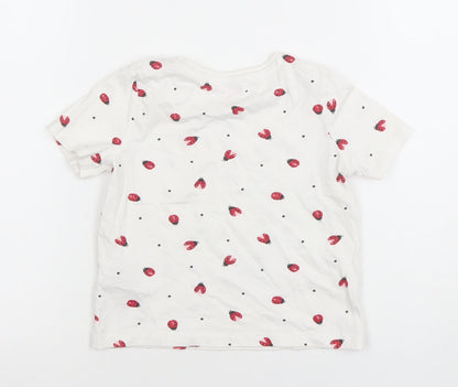 Primark Girls White Ladybird Print Cotton T-Shirt 3-4 Years