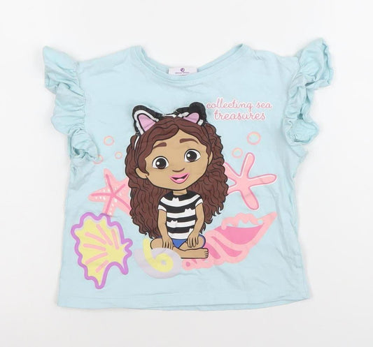 Girls UK Size 10 Years Gabby's Dollhouse Blue Basic T-Shirt