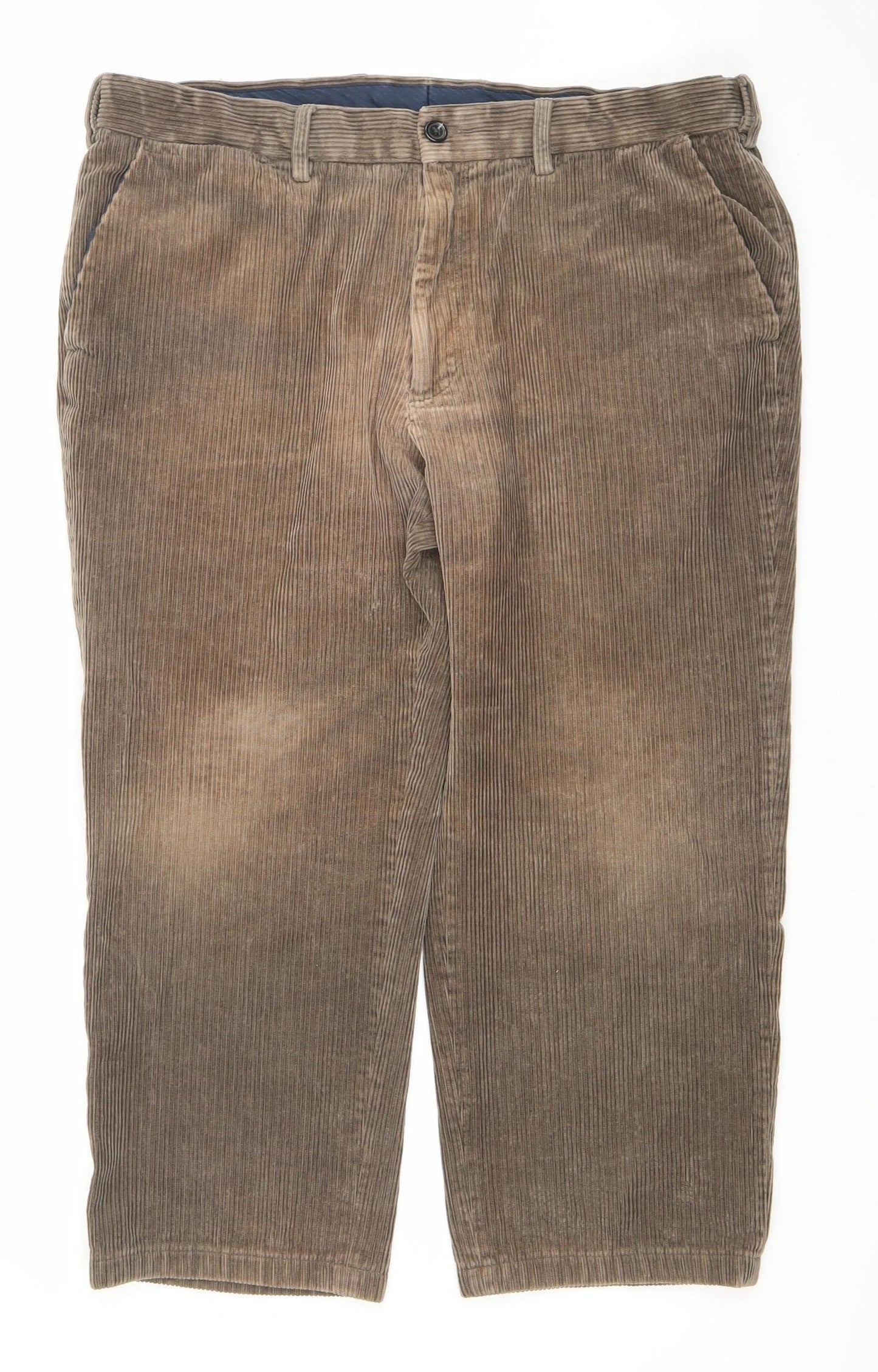 Marks and Spencer Men's Brown Corduroy Regular Fit Trousers 38W 33L